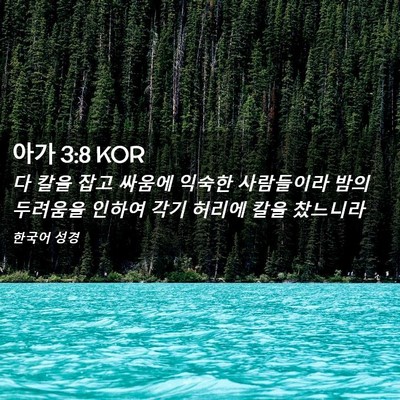 Picture 02 - 아가 3:8 KOR - 다 칼을 잡고 싸움에 익숙한 - Bible Verse Picture