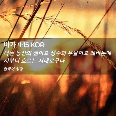 Picture 02 - 아가 4:15 KOR - 너는 동산의 샘이요 생수의 우물이요 - Bible Verse Picture