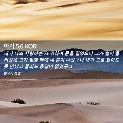 Picture 02 - 아가 5:6 KOR - 내가 나의 사랑하는 자 위하여 문을 - Bible Verse Picture