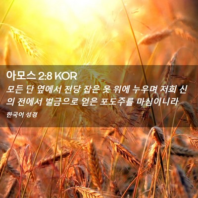 Picture 02 - 아모스 2:8 KOR - 모든 단 옆에서 전당 잡은 옷 위에 - Bible Verse Picture