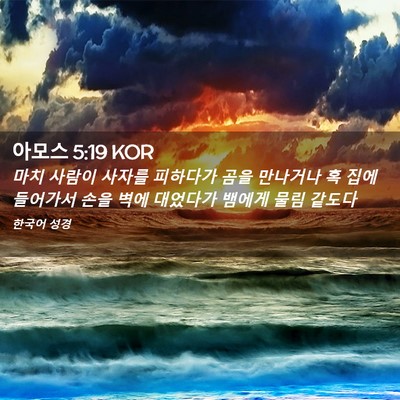 Picture 02 - 아모스 5:19 KOR - 마치 사람이 사자를 피하다가 곰을 - Bible Verse Picture