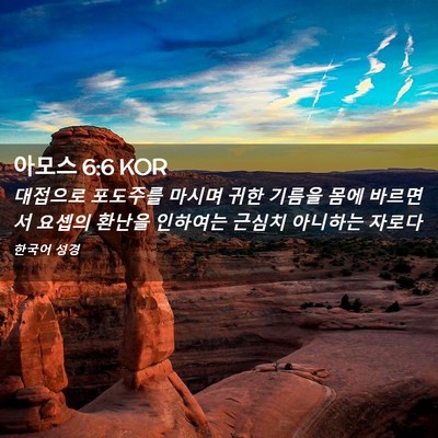 Picture 02 - 아모스 6:6 KOR - 대접으로 포도주를 마시며 귀한 - Bible Verse Picture