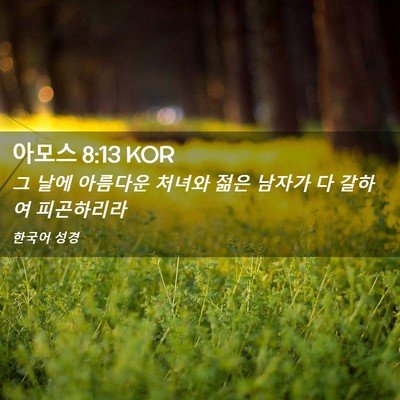 Picture 02 - 아모스 8:13 KOR - 그 날에 아름다운 처녀와 젊은 - Bible Verse Picture