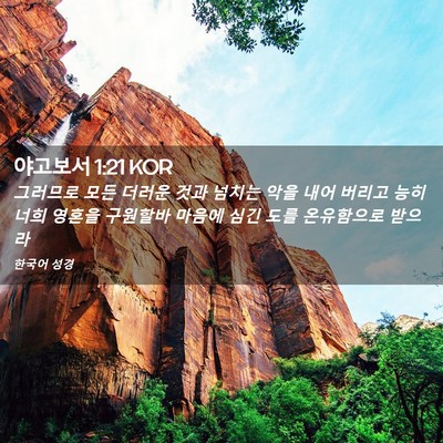 Picture 02 - 야고보서 1:21 KOR - 그러므로 모든 더러운 것과 넘치는 - Bible Verse Picture