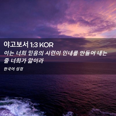 Picture 02 - 야고보서 1:3 KOR - 이는 너희 믿음의 시련이 인내를 - Bible Verse Picture