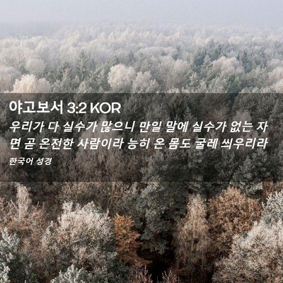 Picture 02 - 야고보서 3:2 KOR - 우리가 다 실수가 많으니 만일 말에 - Bible Verse Picture