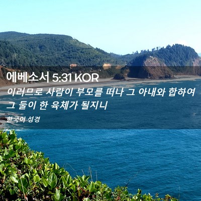 Picture 02 - 에베소서 5:31 KOR - 이러므로 사람이 부모를 떠나 그 - Bible Verse Picture