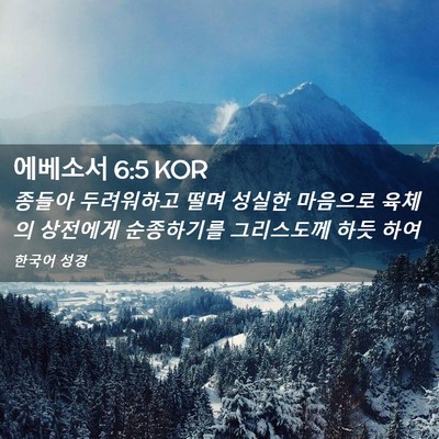 Picture 02 - 에베소서 6:5 KOR - 종들아 두려워하고 떨며 성실한 - Bible Verse Picture
