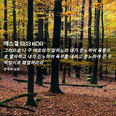Picture 02 - 에스겔 13:13 KOR - 그러므로 나 주 여호와가 말하노라 - Bible Verse Picture