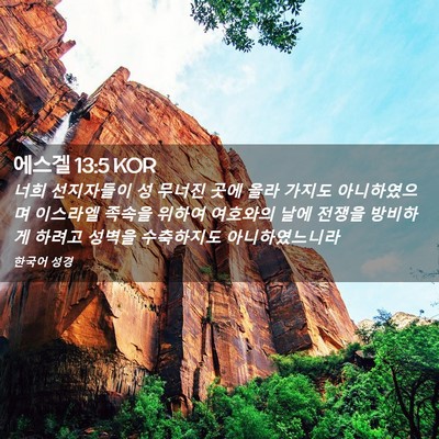 Picture 02 - 에스겔 13:5 KOR - 너희 선지자들이 성 무너진 곳에 - Bible Verse Picture