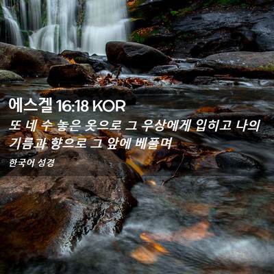 Picture 02 - 에스겔 16:18 KOR - 또 네 수 놓은 옷으로 그 우상에게 - Bible Verse Picture
