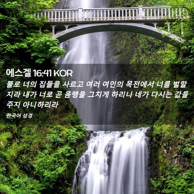 Picture 02 - 에스겔 16:41 KOR - 불로 너의 집들을 사르고 여러 - Bible Verse Picture