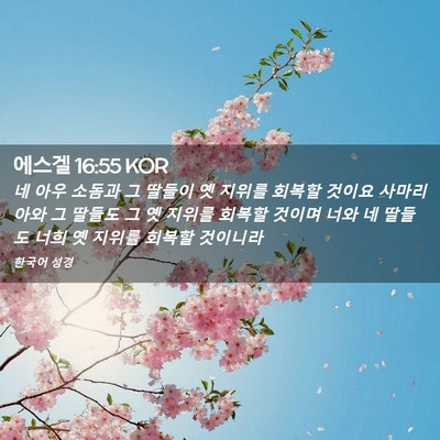 Picture 02 - 에스겔 16:55 KOR - 네 아우 소돔과 그 딸들이 옛 지위를 - Bible Verse Picture