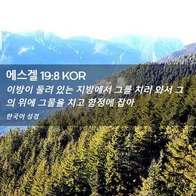 Picture 02 - 에스겔 19:8 KOR - 이방이 둘려 있는 지방에서 그를 - Bible Verse Picture