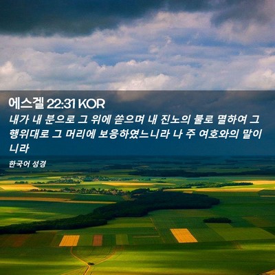 Picture 02 - 에스겔 22:31 KOR - 내가 내 분으로 그 위에 쏟으며 내 - Bible Verse Picture