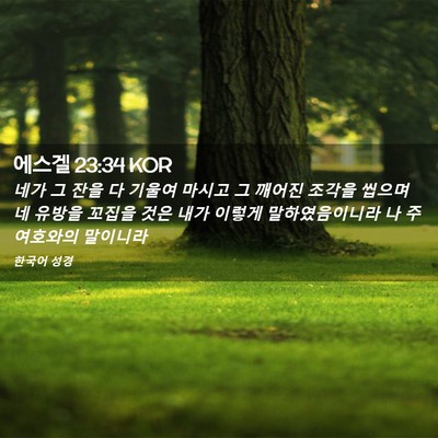 Picture 02 - 에스겔 23:34 KOR - 네가 그 잔을 다 기울여 마시고 그 - Bible Verse Picture