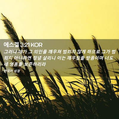 Picture 02 - 에스겔 3:21 KOR - 그러나 네가 그 의인을 깨우쳐 - Bible Verse Picture