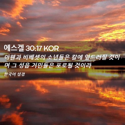 Picture 02 - 에스겔 30:17 KOR - 아웬과 비베셋의 소년들은 칼에 - Bible Verse Picture