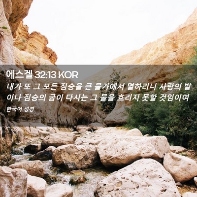 Picture 02 - 에스겔 32:13 KOR - 내가 또 그 모든 짐승을 큰 물가에서 - Bible Verse Picture