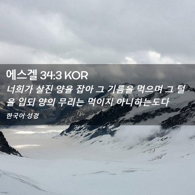 Picture 02 - 에스겔 34:3 KOR - 너희가 살진 양을 잡아 그 기름을 - Bible Verse Picture