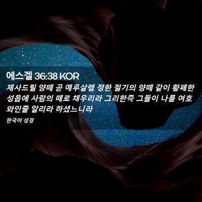 Picture 02 - 에스겔 36:38 KOR - 제사드릴 양떼 곧 예루살렘 정한 - Bible Verse Picture