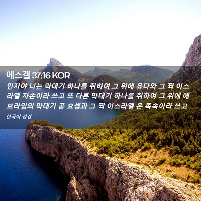 Picture 02 - 에스겔 37:16 KOR - 인자야 너는 막대기 하나를 취하여 - Bible Verse Picture