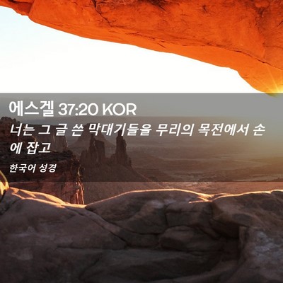 Picture 02 - 에스겔 37:20 KOR - 너는 그 글 쓴 막대기들을 무리의 - Bible Verse Picture