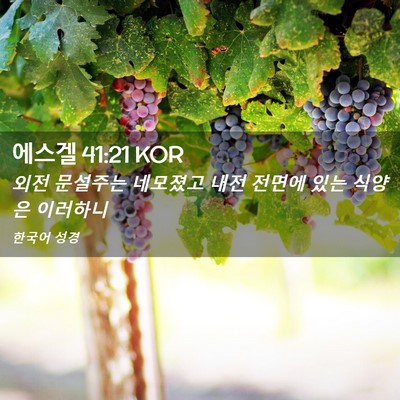 Picture 02 - 에스겔 41:21 KOR - 외전 문설주는 네모졌고 내전 전면에 - Bible Verse Picture