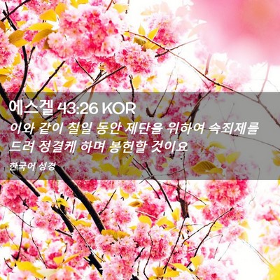 Picture 02 - 에스겔 43:26 KOR - 이와 같이 칠일 동안 제단을 위하여 - Bible Verse Picture