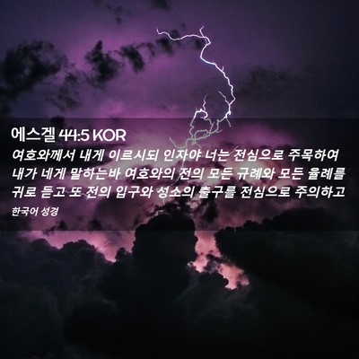 Picture 02 - 에스겔 44:5 KOR - 여호와께서 내게 이르시되 인자야 - Bible Verse Picture