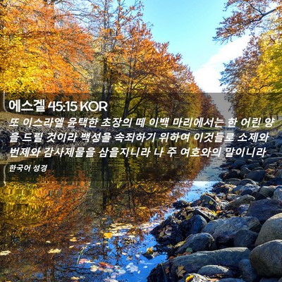 Picture 02 - 에스겔 45:15 KOR - 또 이스라엘 윤택한 초장의 떼 이백 - Bible Verse Picture