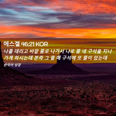 Picture 02 - 에스겔 46:21 KOR - 나를 데리고 바깥 뜰로 나가서 나로 - Bible Verse Picture