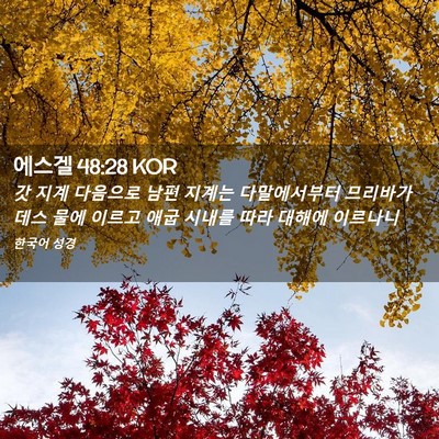 Picture 02 - 에스겔 48:28 KOR - 갓 지계 다음으로 남편 지계는 - Bible Verse Picture