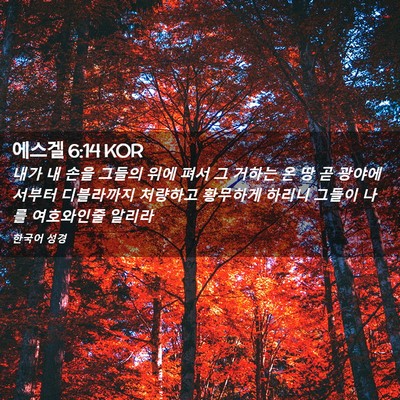 Picture 02 - 에스겔 6:14 KOR - 내가 내 손을 그들의 위에 펴서 그 - Bible Verse Picture