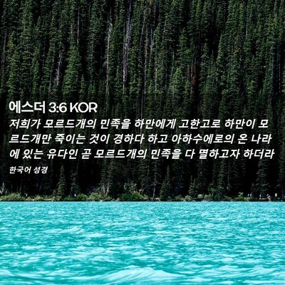 Picture 02 - 에스더 3:6 KOR - 저희가 모르드개의 민족을 하만에게 - Bible Verse Picture