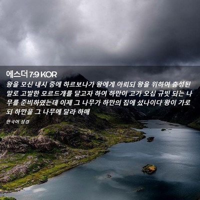 Picture 02 - 에스더 7:9 KOR - 왕을 모신 내시 중에 하르보나가 - Bible Verse Picture