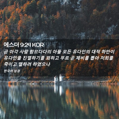 Picture 02 - 에스더 9:24 KOR - 곧 아각 사람 함므다다의 아들 모든 - Bible Verse Picture