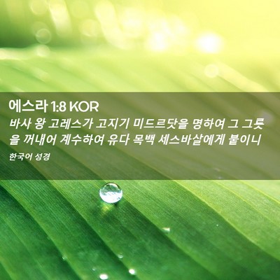 Picture 02 - 에스라 1:8 KOR - 바사 왕 고레스가 고지기 미드르닷을 - Bible Verse Picture