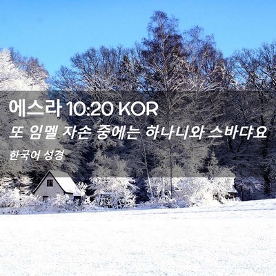 Picture 02 - 에스라 10:20 KOR - 또 임멜 자손 중에는 하나니와 - Bible Verse Picture
