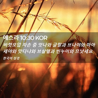 Picture 02 - 에스라 10:30 KOR - 바핫모압 자손 중 앗나와 글랄과 - Bible Verse Picture