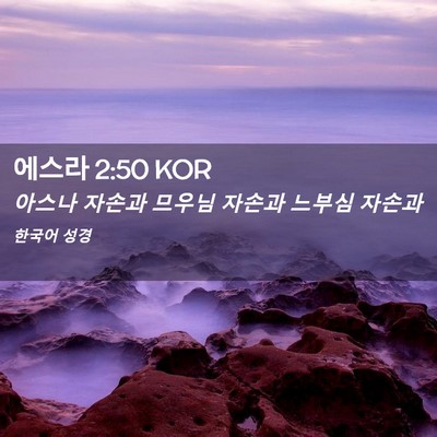 Picture 02 - 에스라 2:50 KOR - 아스나 자손과 므우님 자손과 느부심 - Bible Verse Picture