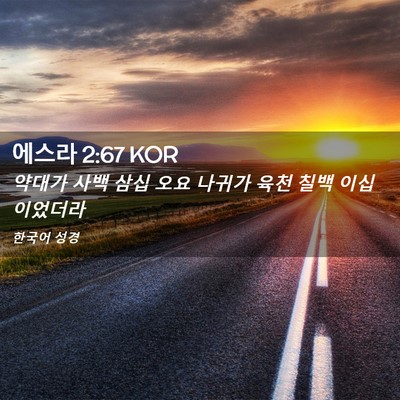Picture 02 - 에스라 2:67 KOR - 약대가 사백 삼십 오요 나귀가 육천 - Bible Verse Picture