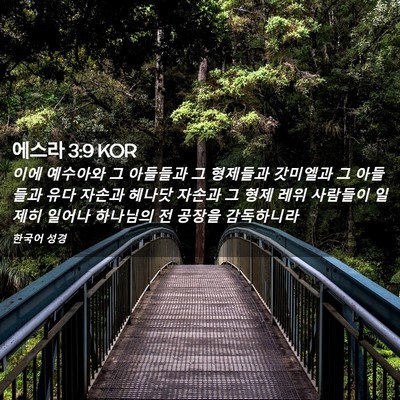 Picture 02 - 에스라 3:9 KOR - 이에 예수아와 그 아들들과 그 - Bible Verse Picture