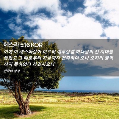 Picture 02 - 에스라 5:16 KOR - 이에 이 세스바살이 이르러 예루살렘 - Bible Verse Picture
