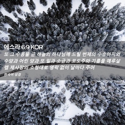 Picture 02 - 에스라 6:9 KOR - 또 그 수용물 곧 하늘의 하나님께 - Bible Verse Picture