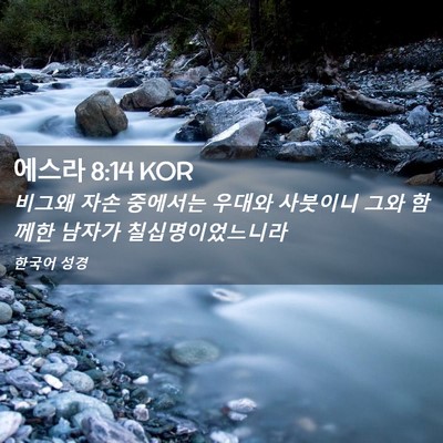 Picture 02 - 에스라 8:14 KOR - 비그왜 자손 중에서는 우대와 - Bible Verse Picture