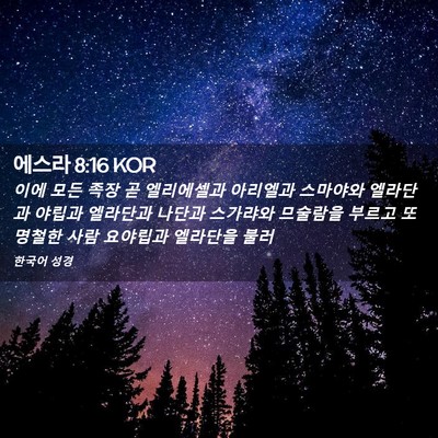 Picture 02 - 에스라 8:16 KOR - 이에 모든 족장 곧 엘리에셀과 - Bible Verse Picture