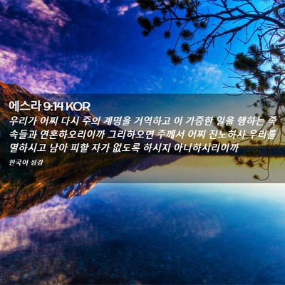 Picture 02 - 에스라 9:14 KOR - 우리가 어찌 다시 주의 계명을 - Bible Verse Picture