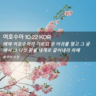 Picture 02 - 여호수아 10:22 KOR - 때에 여호수아가 가로되 굴 어귀를 - Bible Verse Picture