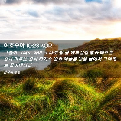 Picture 02 - 여호수아 10:23 KOR - 그들이 그대로 하여 그 다섯 왕 곧 - Bible Verse Picture